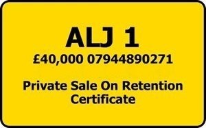 0000 ALJ 1 NUMBER PLATE For Sale
