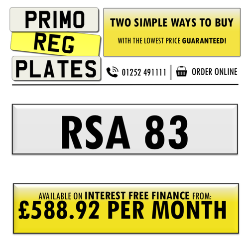 RSA 83 - PERSONALISED NUMBER PLATE In vendita