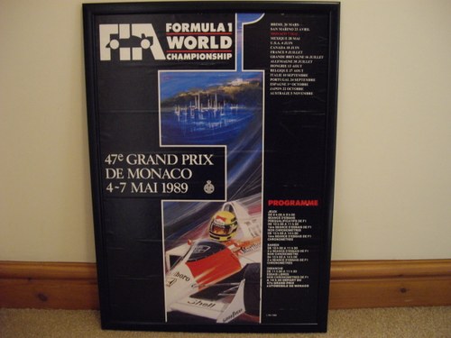 FIA Monaco poster,Ayrton Senna signed For Sale
