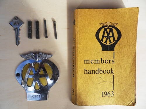 1963 AA Badge,book,and kiosk key SOLD