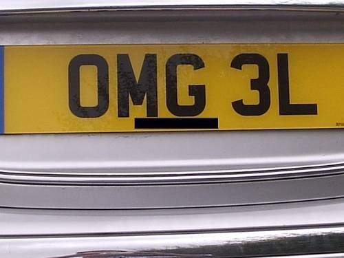 OMG 3L   registration plate For Sale