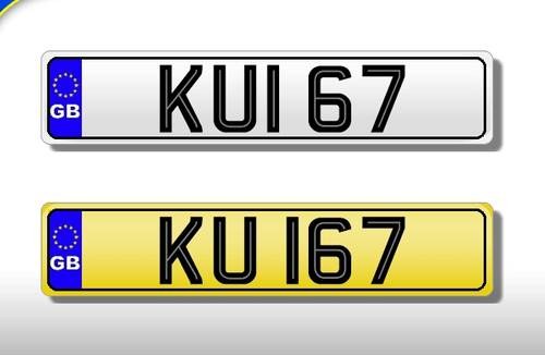 KUI 67   - DATELESS CHERISHED NUMBER PLATE For Sale