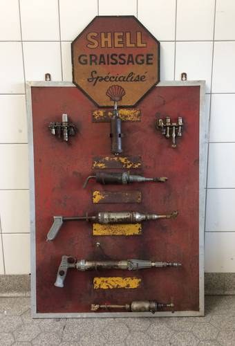 Original SHELL Graissage - Grease Gun Wall 1925 SOLD