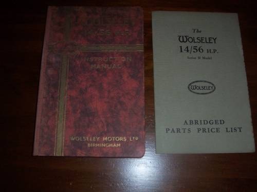 1937 Wolseley 14.56 Instruction manual and parts price For Sale