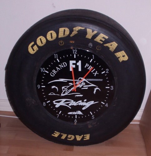 Formula 1 Slick Tyre and Clock. For Sale