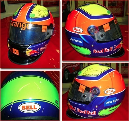 2001-2002 Enrique Bernoldi race used helmet SIGNED For Sale
