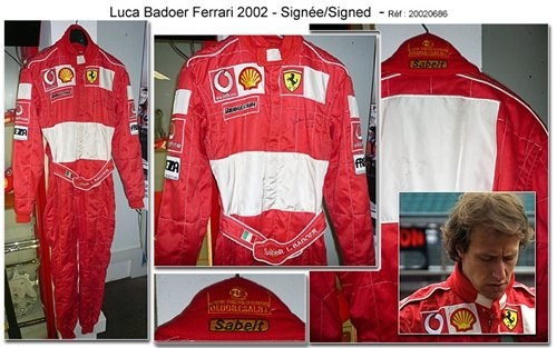 2002 Luca Badoer Ferrari Racing Suit signed For Sale