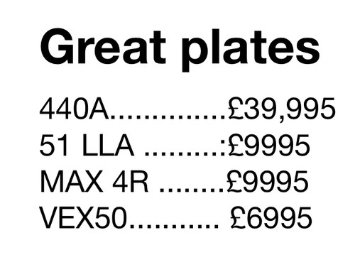 1970 Amazing selection of numberplates have a look great investme In vendita