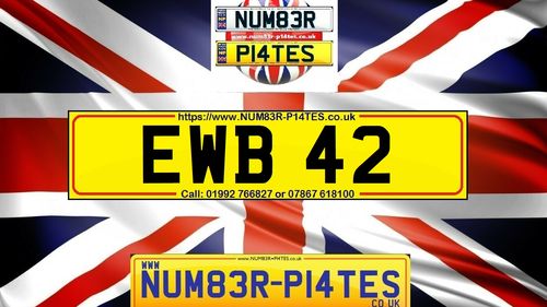 Picture of EWB 42 - Short 3x2 Dateless Private Number Plate - For Sale