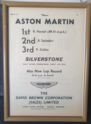 Original 1953 Aston Martin DB.3 Advert SOLD