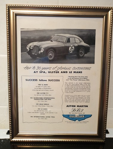 1951 Aston Martin DB2 Advert Original  In vendita
