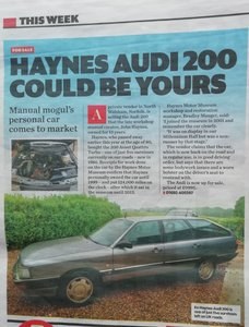 1986 Rare 200 Avant quattro turbo.ex John Haynes OBE In vendita