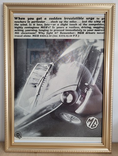 1968 Original 1967 MGB Framed Advert In vendita