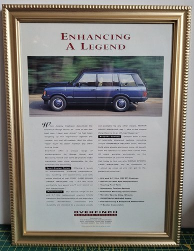 Original 1995 Range Rover Overfinch Framed Advert For Sale