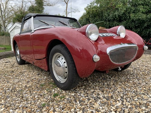 1958 Frogeye Sprite in Cherry Red. All steel body. SOLD