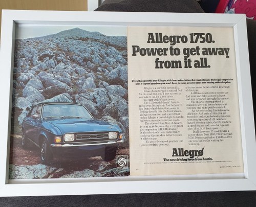 1973 Original Allegro 1750 Framed Advert In vendita