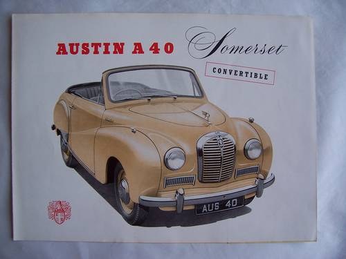 1954 AUSTIN A 40 SOMERSET CONVERTIBLE PAMPHLET SOLD