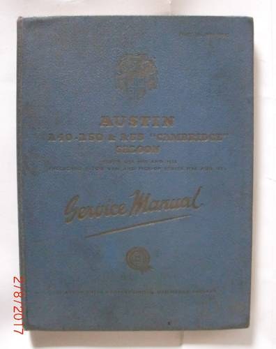 1950 Genuine Austin Workshop Manual For Sale