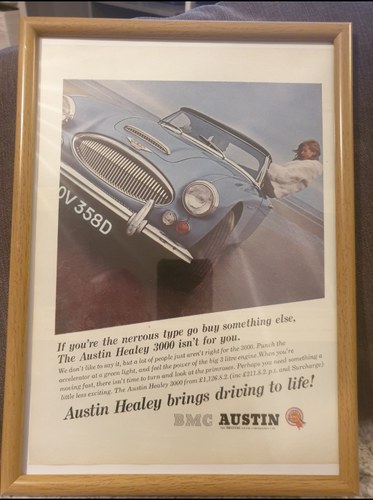 Original 1966 Austin Healey 3000 Framed Advert  SOLD