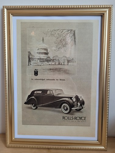1961 Original 1951 Rolls-Royce Silver Wraith Framed Advert In vendita