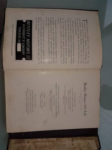 1930 Genuine bentley owners handbook all original SOLD