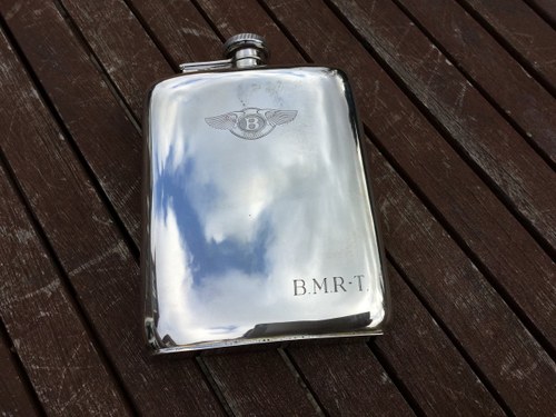 Bentley solid silver drinks flask For Sale