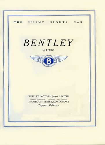 1931 Bentley Brochure ***PRICE DROP*** In vendita
