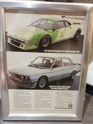 Original 1981 BMW M535i Framed Advert For Sale