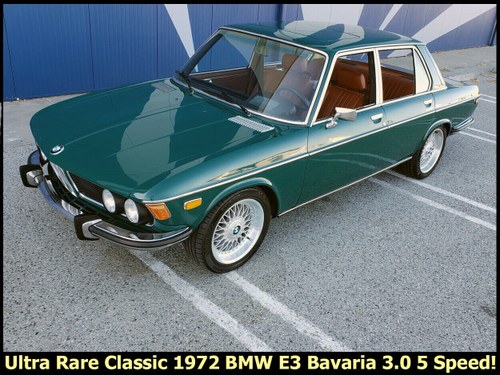 1972 BMW E3 Bavaria 3.0 5 Speed Factory Sunroof Rare $16.5k In vendita