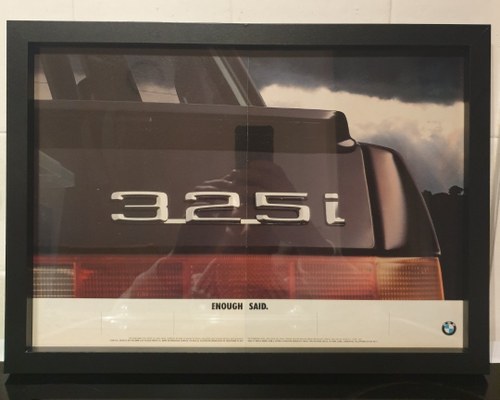 1985 Original BMW 325i Framed Advert For Sale