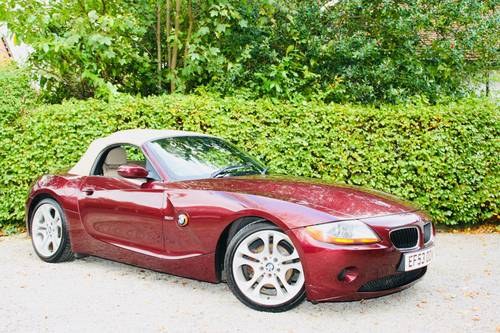 2003 Z4 3.0I SE MANUAL - MERLOT RED WITH CREAM LEATHER  SOLD