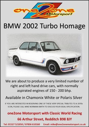 1973 BMW 2002 Homage - Tribute to a 1970s Icon -  For Sale