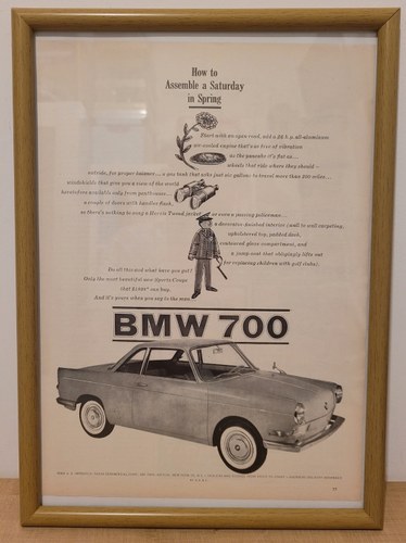 1981 Original 1960 BMW 700 Framed Advert For Sale