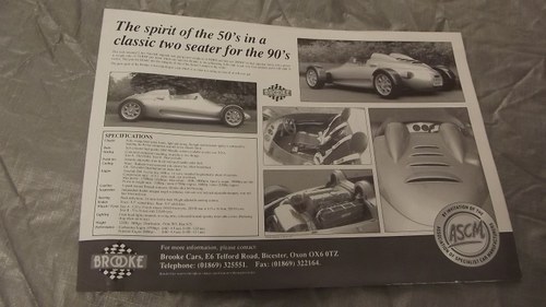 0000 brooke me 190 racing car for the road sales brochure For Sale