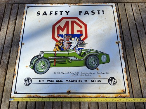 1930 Enamel sign for MG cars For Sale