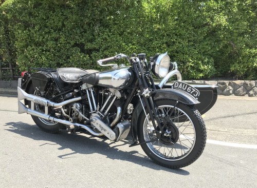 1936 Brough Superior SS100 with Alpine Grand Sports sidecar For Sale by Auction