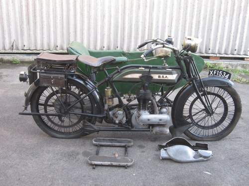 1921 BSA Model K 4.25hp Motorcycle with Sidecar For Sale by Auction