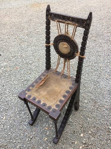 1900 Carlo Bugatti Small Gong Chair. Art Noveau Unrestored  For Sale