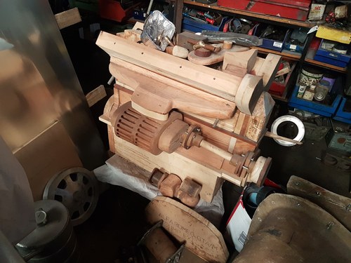 1989 Bugatti Type 51 Engine carved from wood full size. For Sale
