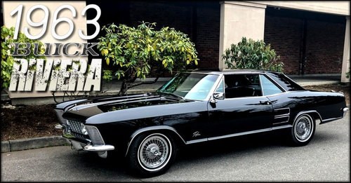 1963 Buick Riviera = All Black 401 V-8  auto AC PW PS $29.5k For Sale
