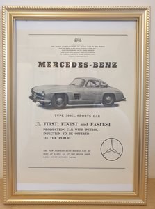 1962 Original 1954 Mercedes 300SL Framed Advert  For Sale