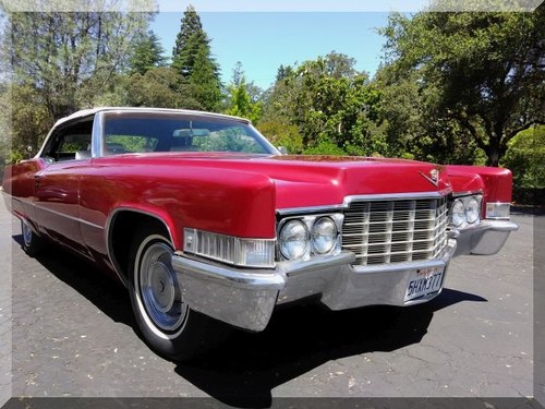 1969 Cadillac Coupe de Ville Convertible = Red(~)Ivory $19.9 For Sale
