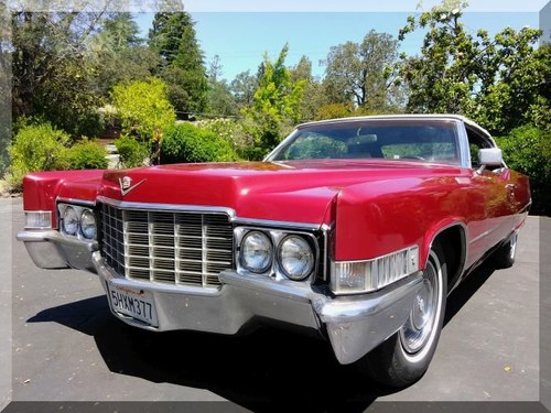 1969 Cadillac Coupe de Ville Convertible Cali Car Red $19.9k In vendita