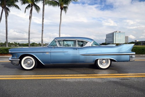 1958 CADILLAC SERIES 62 COUPE DEVILLE clean Blue(~)Ivory AC In vendita