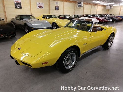 1975 Yellow Corvette Convertible 4spd 2 tops For Sale For Sale