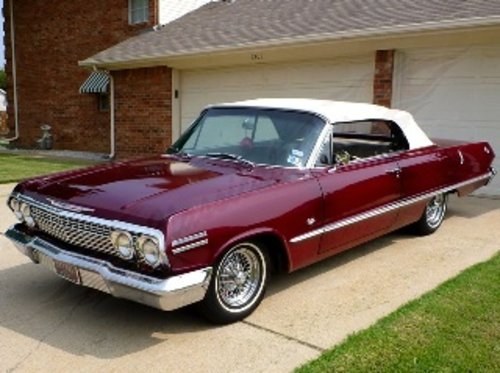 1963 Chevrolet Impala SS Convertible = Maroon Auto $53k For Sale