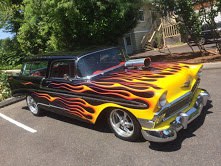 1956 chevy Nomad Wagon = Restored Black Flames Blower $97k In vendita