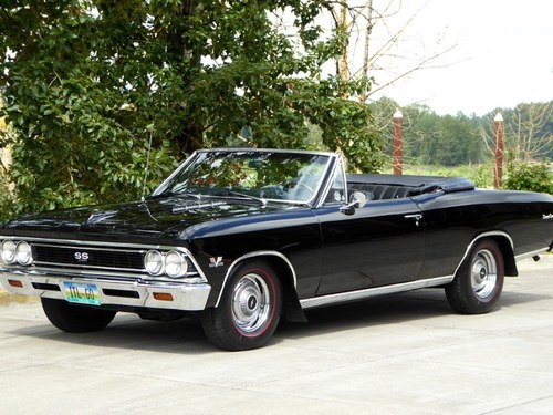 1966 Chevy Chevelle SS Convertible = 396 + Manual Black $69. For Sale