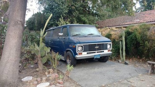 1976 Chevy Camper Van Blue Patina Drives  needs tlc  $4.5k For Sale