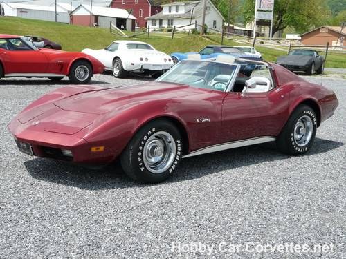1974 Dark Red Corvette Silver Int 4spd 71k Miles For Sale